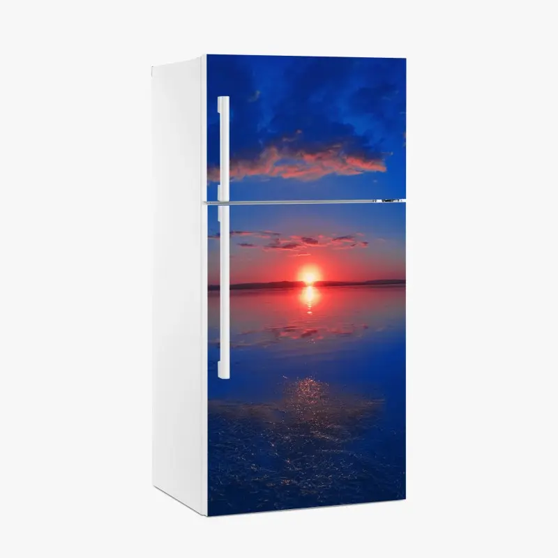 Fridge sticker sunset over calm sea with vivid reflection