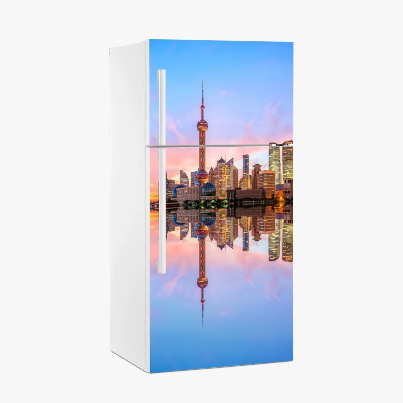 Fridge sticker Shanghai skyline at sunrise