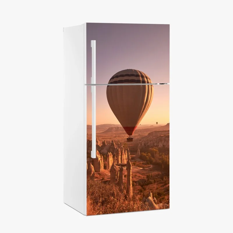 Fridge sticker Cappadocia sunrise balloon over rock formations