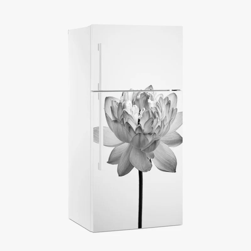 Fridge sticker serene lotus in grayscale