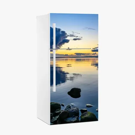 Fridge sticker serene coastal sunset reflection • Wallissimo®