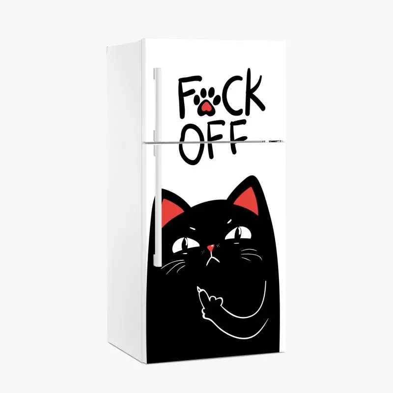 Fridge sticker sassy black cat with attitude