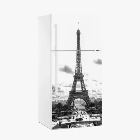 Fridge sticker Paris Eiffel Tower in monochrome • Wallissimo®