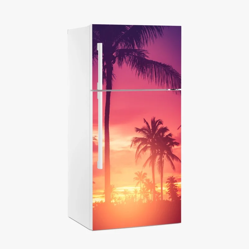 Fridge sticker tropical sunset palm silhouettes