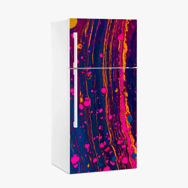 Fridge sticker neon marbled abstract wall art