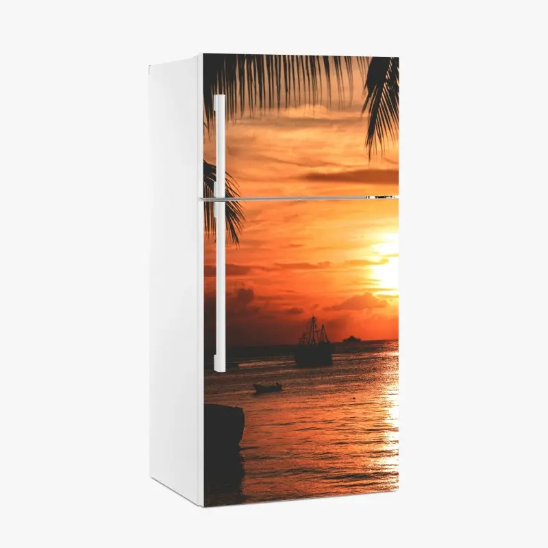 Fridge sticker tropical sunset at the beach