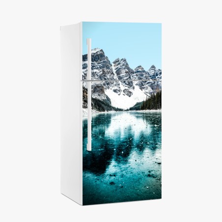 Fridge sticker icy turquoise lake reflection • Wallissimo®