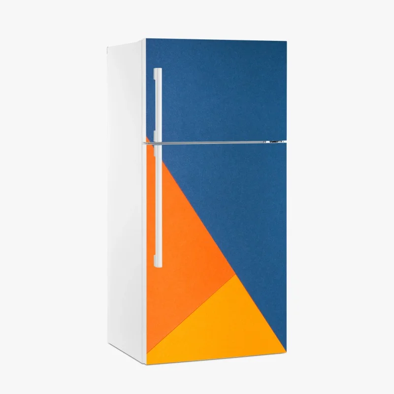 Fridge sticker bold geometric composition in blue and orange