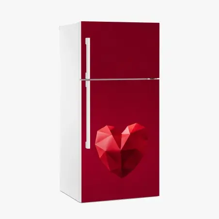 Fridge sticker geometric red paper heart • Wallissimo®