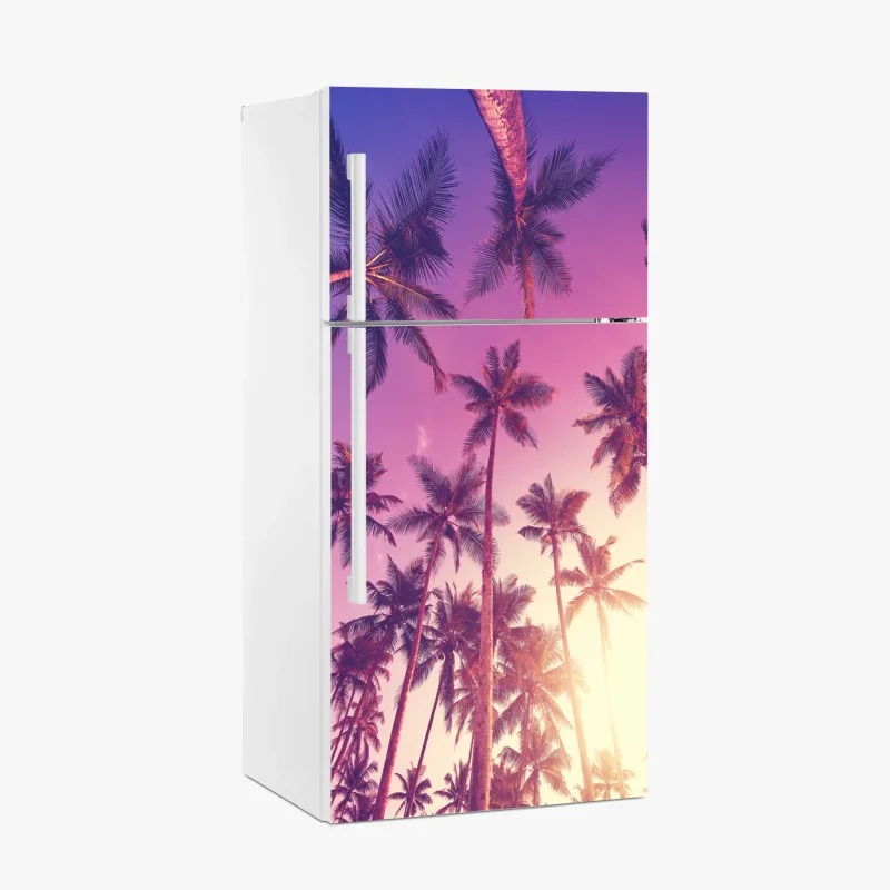 Fridge sticker tropical palms at sunset