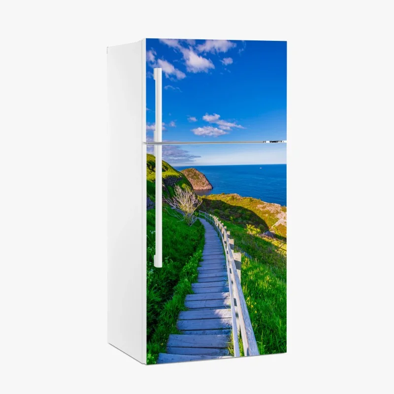 Fridge sticker coastal boardwalk overlooking blue ocean