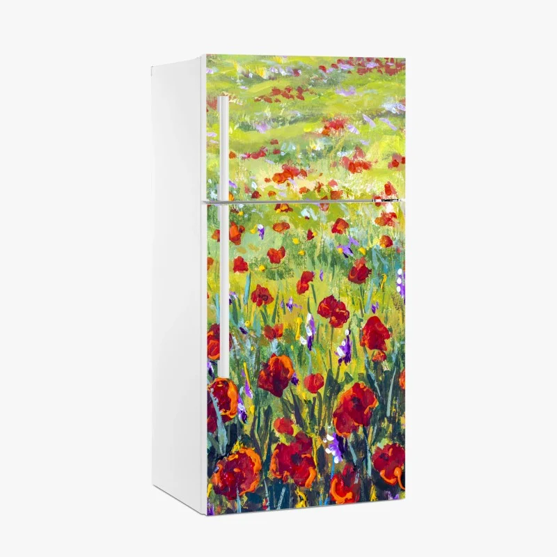 Fridge sticker impressionist poppy meadow