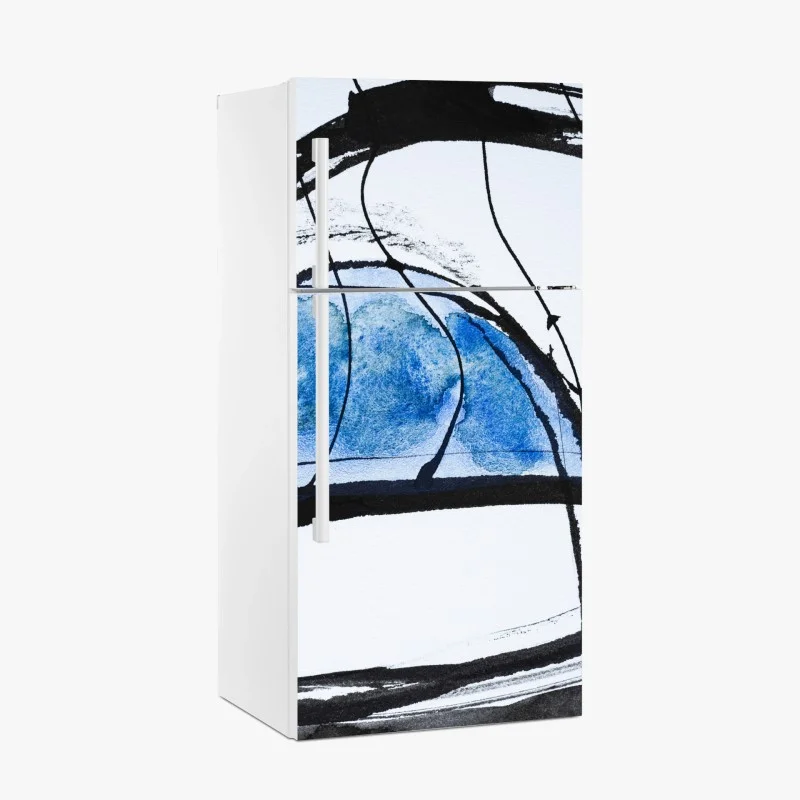 Fridge sticker blue ink and watercolor abstract