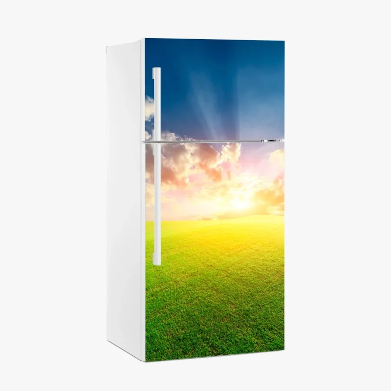 Fridge sticker sunlit meadow at sunset