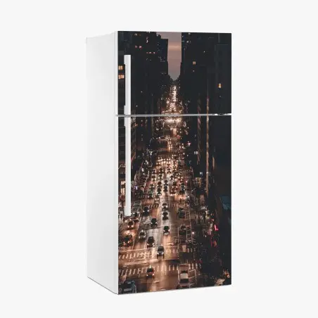 Fridge sticker Manhattan nighttime avenue • Wallissimo®