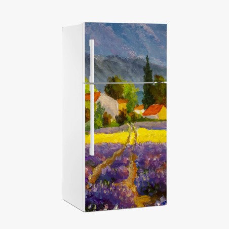 Fridge sticker lavender fields at sunset • Wallissimo®