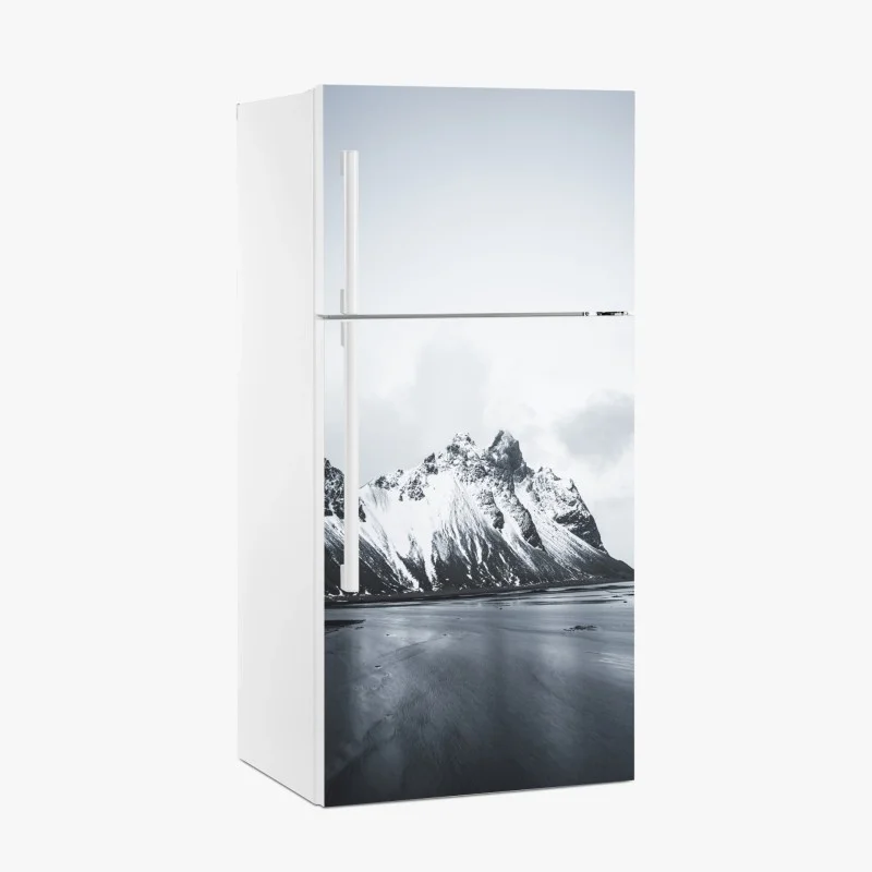 Fridge sticker serene snow-capped mountain seascape