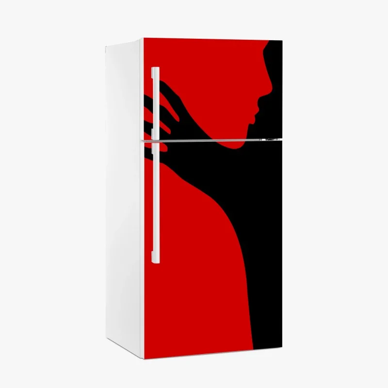 Fridge sticker bold red silhouette embrace