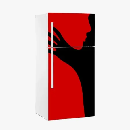 Fridge sticker bold red silhouette embrace • Wallissimo®
