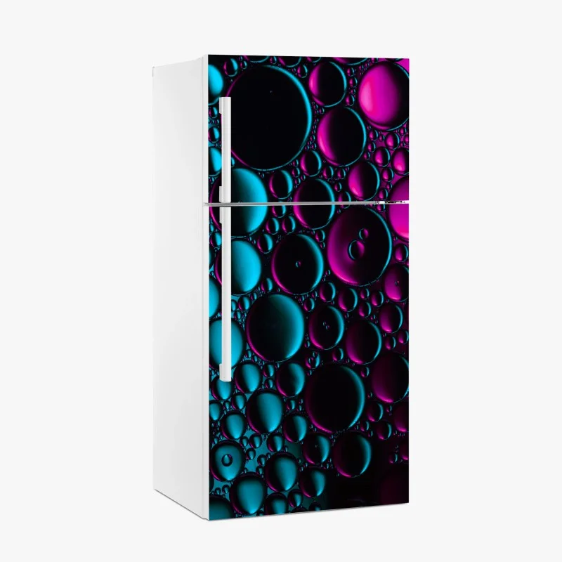 Fridge sticker turquoise and magenta bubble pattern