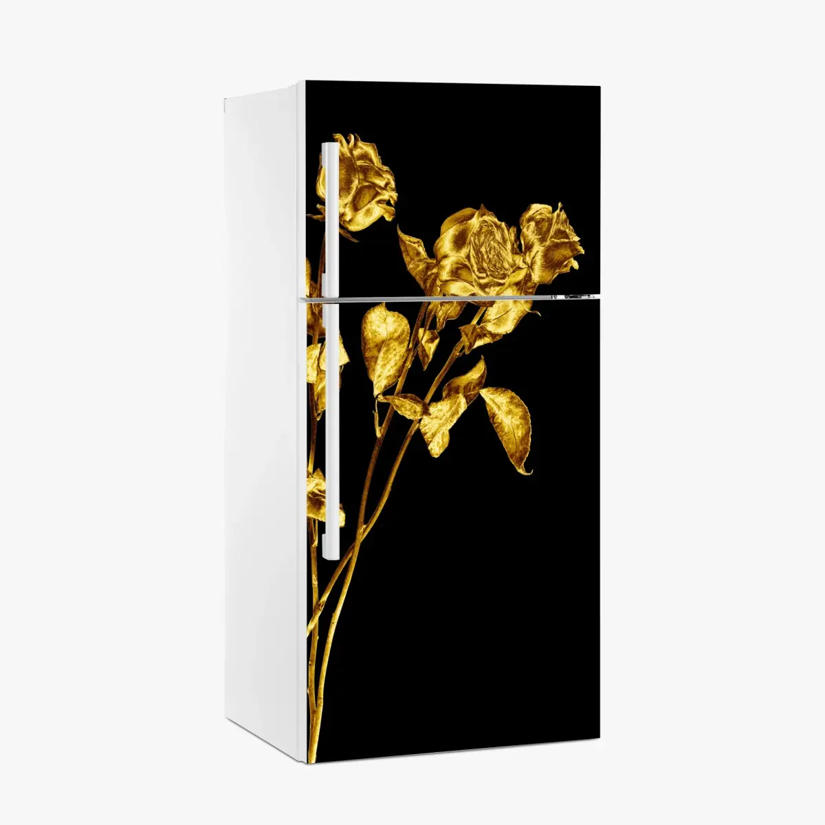 Fridge sticker golden roses on black ⁕ Wallissimo® Fridge sticker golden roses on black ⁕ Wallissimo®