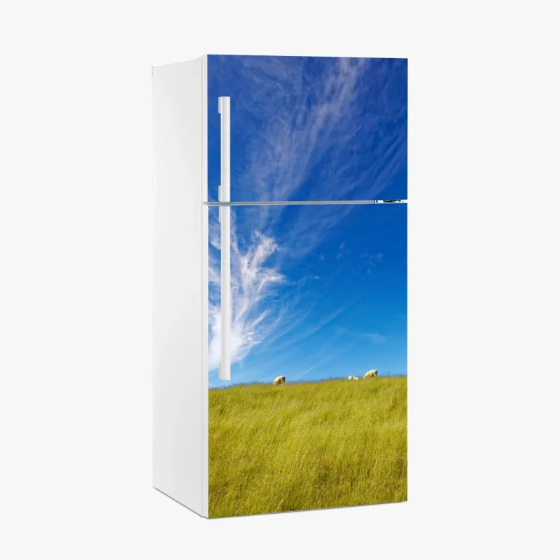 Fridge sticker serene meadow under blue sky