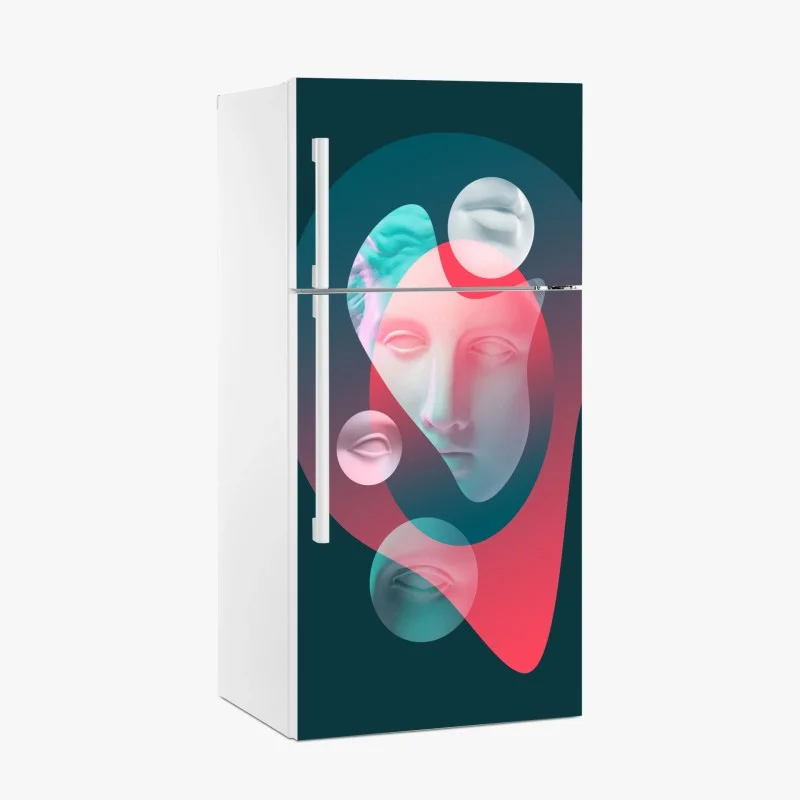Fridge sticker surreal classical face in duotone