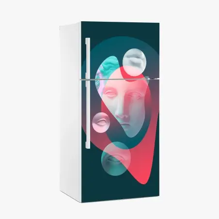 Fridge sticker surreal classical face in duotone • Wallissimo®