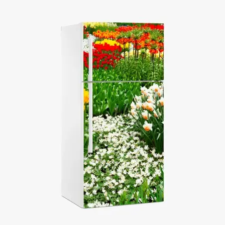 Fridge sticker vibrant spring flower garden • Wallissimo®