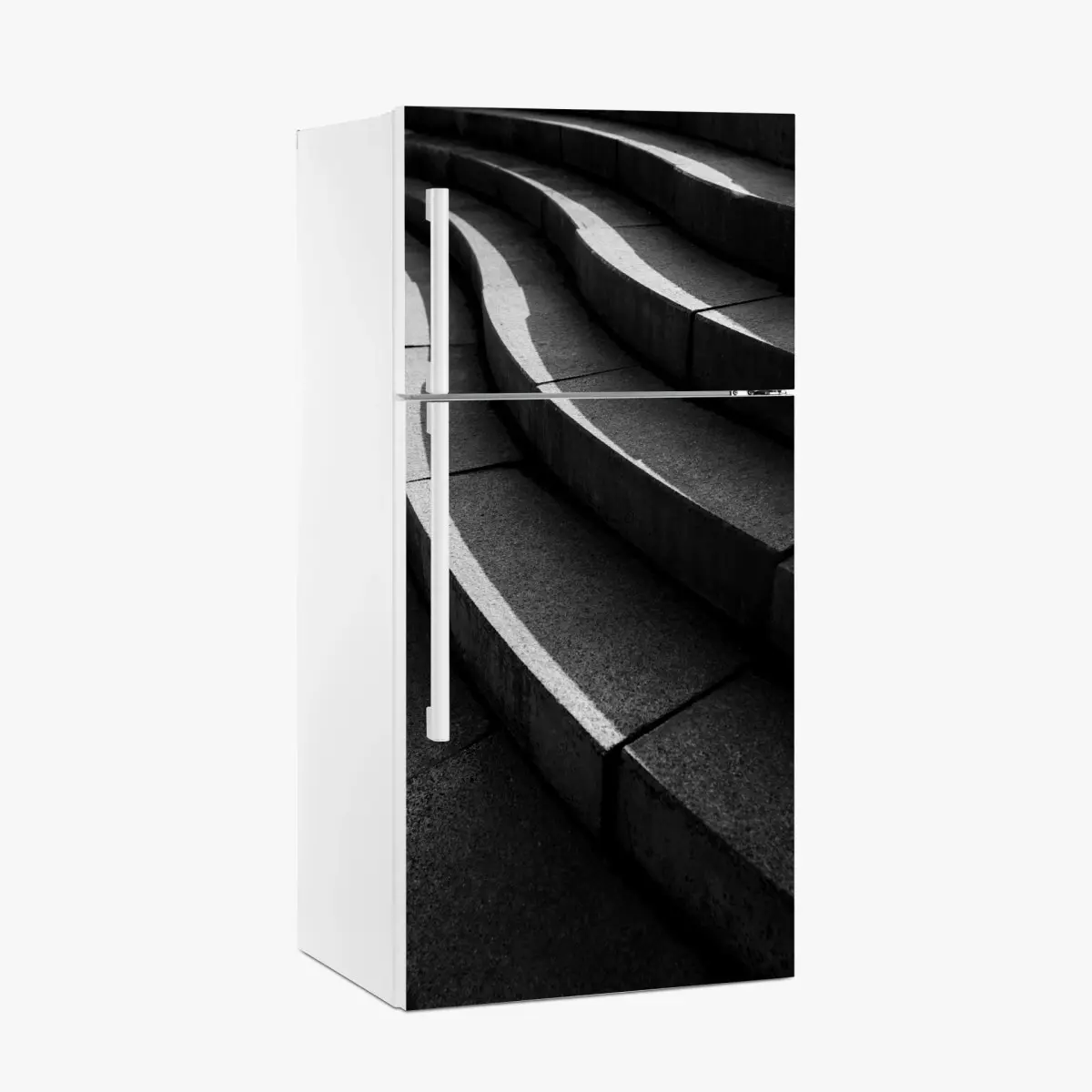 Fridge sticker curved concrete staircase in shadow • Wallissimo® Fridge sticker curved concrete staircase in shadow • Wallissimo®