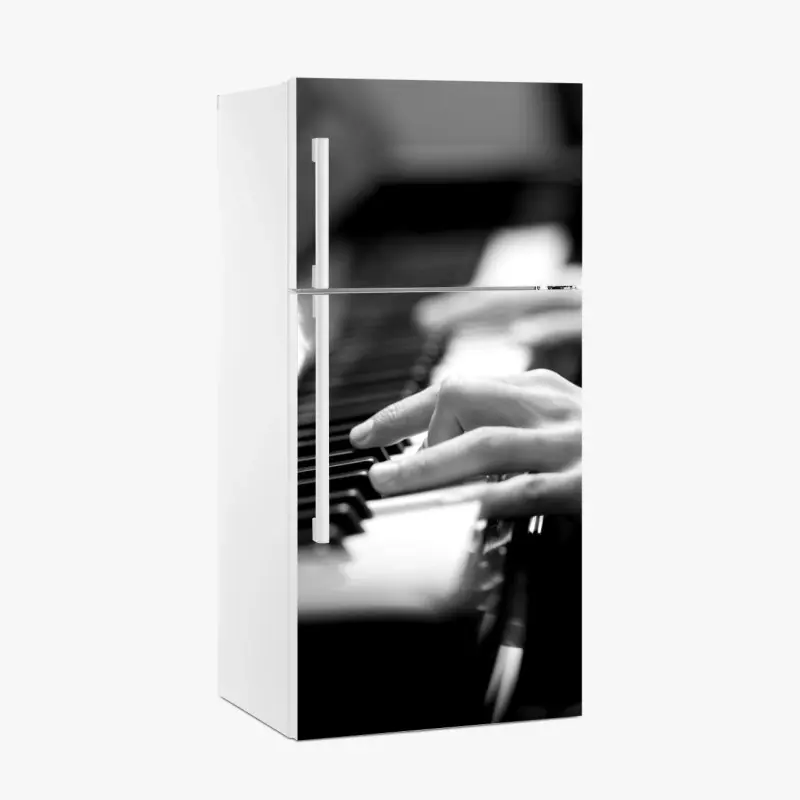 Fridge sticker intimate piano hands in monochrome