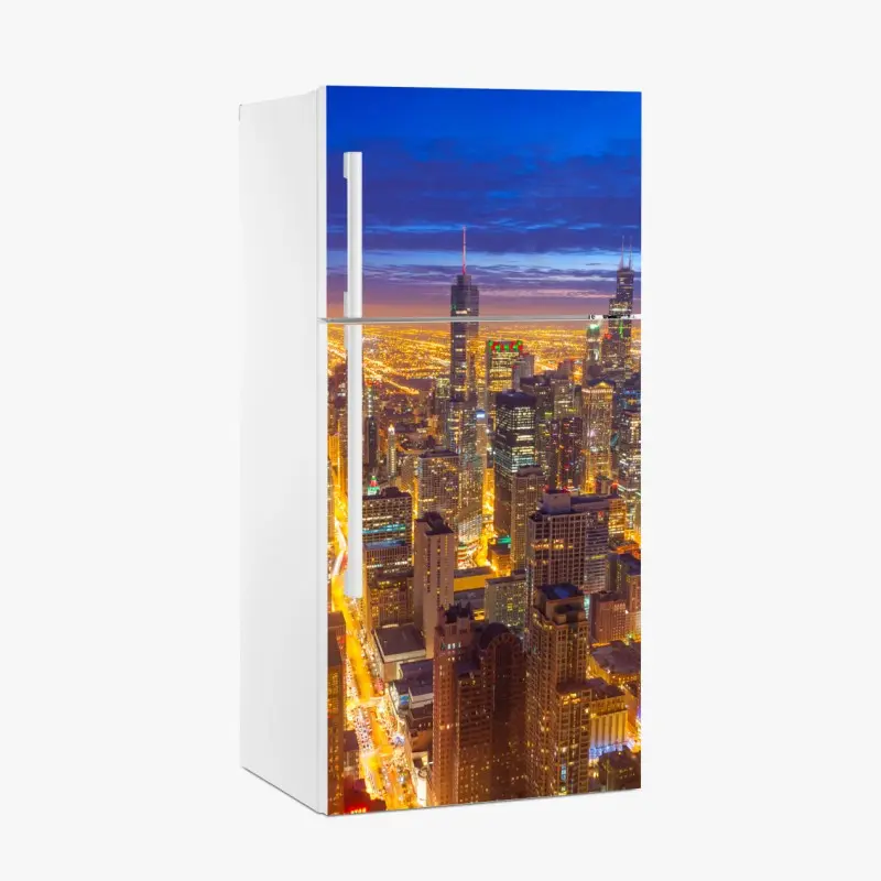 Fridge sticker Chicago night skyline panorama