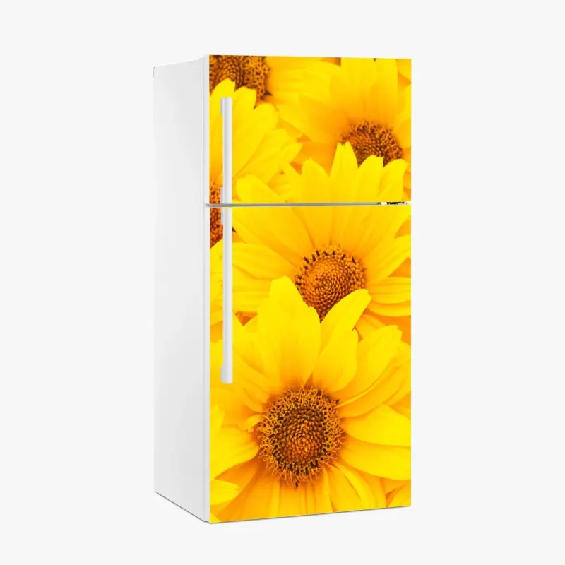 Fridge sticker vibrant yellow sunflower close-up