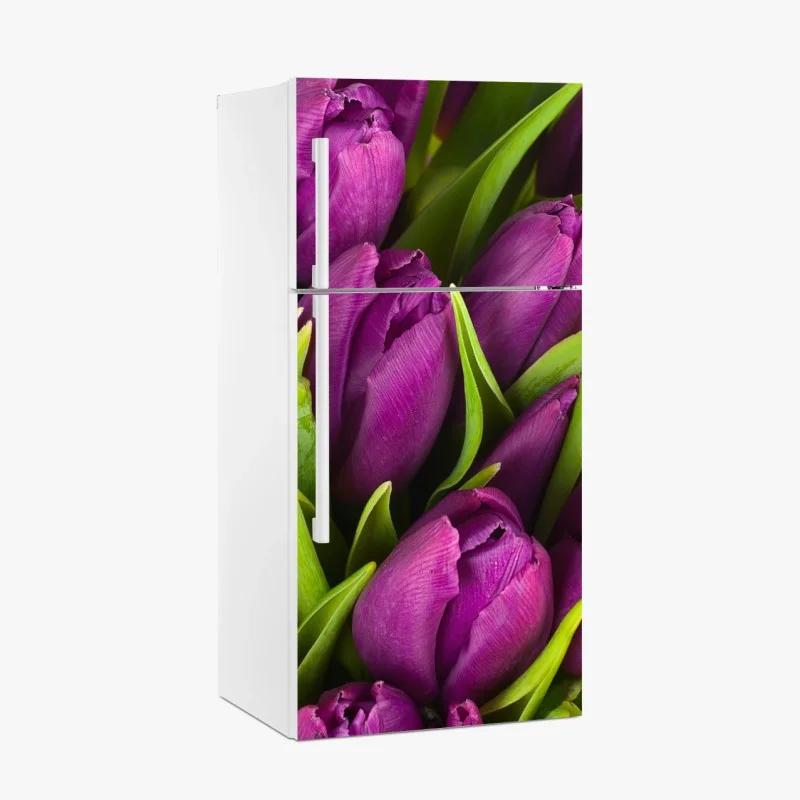 Fridge sticker purple tulip bouquet close-up
