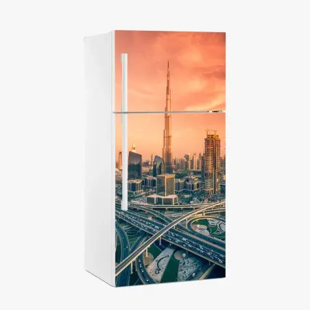Fridge sticker Dubai skyline at sunset • Wallissimo®