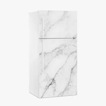 Fridge sticker white marble texture with gray veins • Wallissimo®