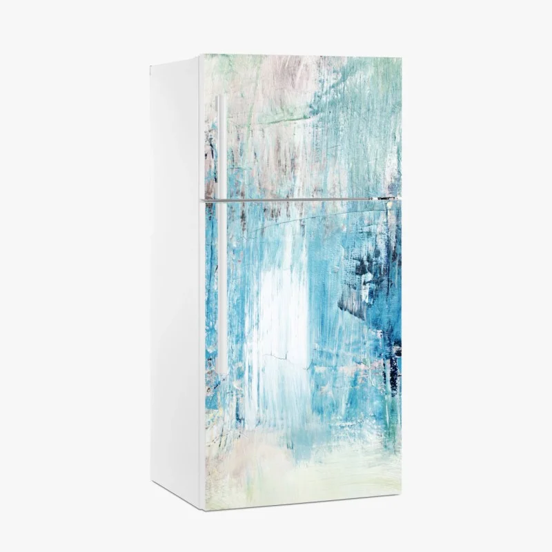 Fridge sticker turquoise abstract oil painting texture