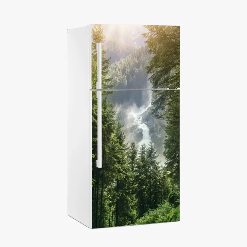 Fridge sticker Krimml waterfalls, lush alpine forest