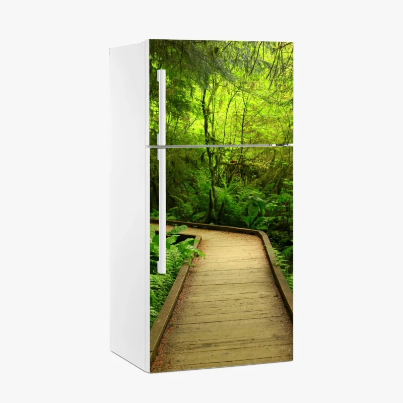 Fridge sticker serene green forest boardwalk