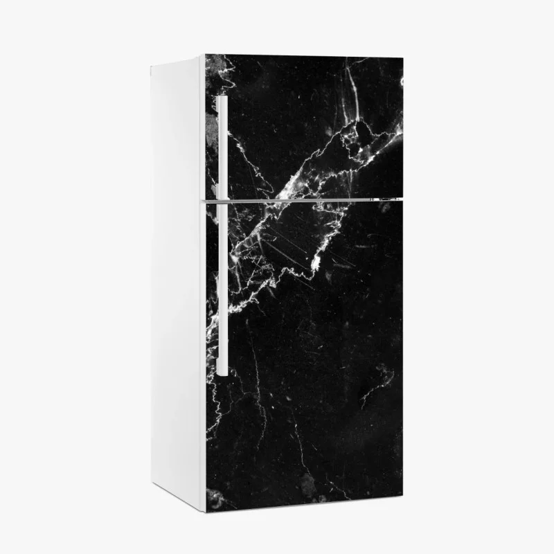 Fridge sticker black marble veins texture