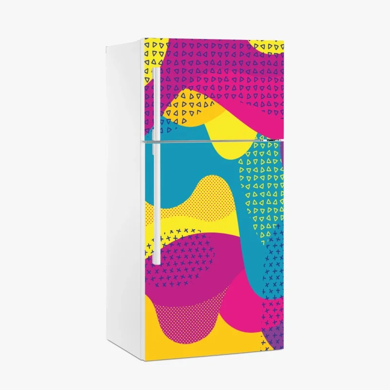 Fridge sticker vibrant abstract wave pattern