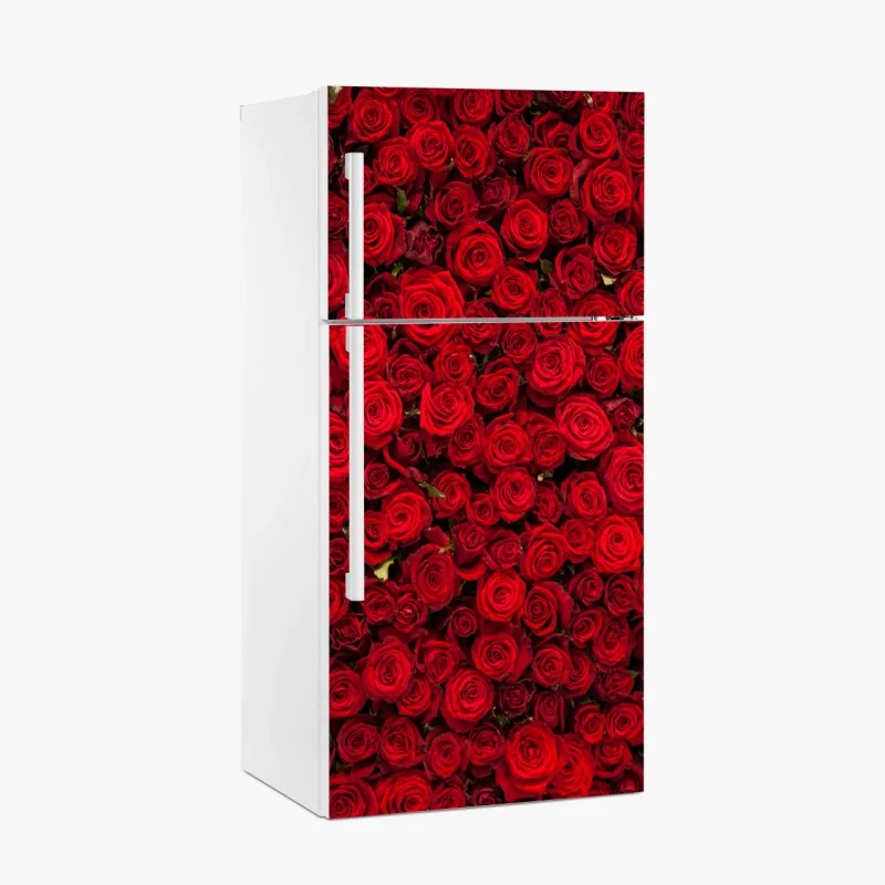 Fridge sticker endless wall of red roses
