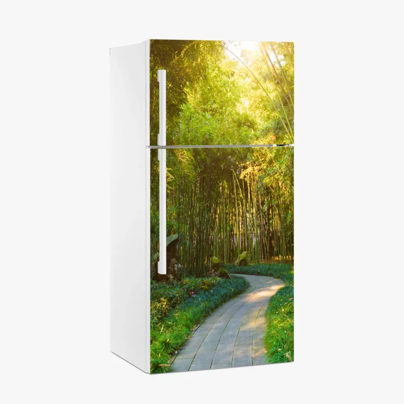 Fridge sticker serene bamboo forest pathway