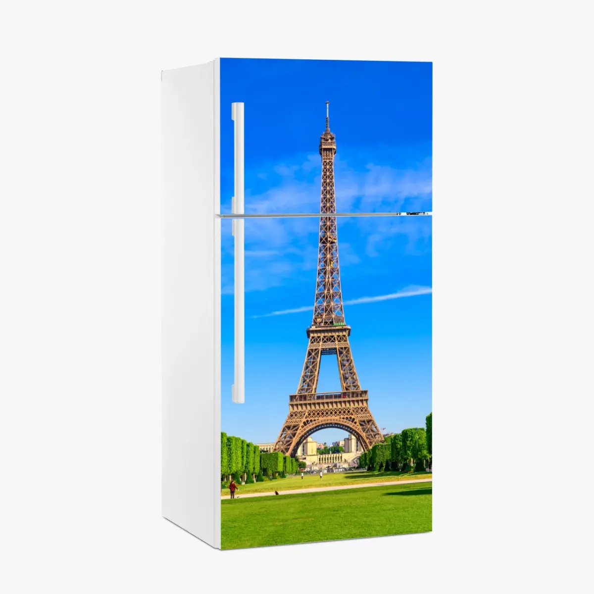 Fridge sticker Eiffel Tower at Champ de Mars, vibrant Paris skyline • Wallissimo® Fridge sticker Eiffel Tower at Champ de Mars, vibrant Paris skyline • Wallissimo®