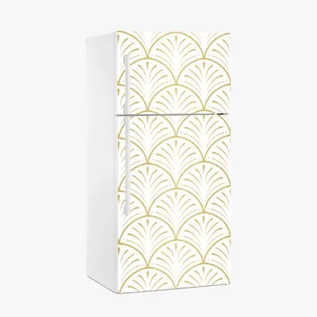 Fridge sticker gold art deco fan pattern • Wallissimo®