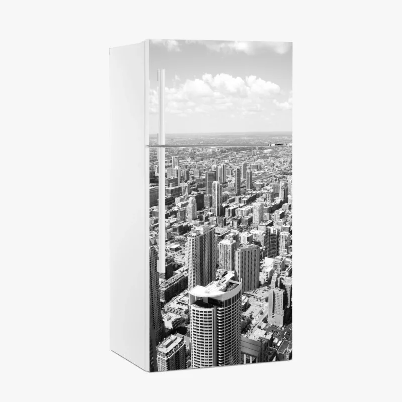 Fridge sticker Chicago skyline in grayscale