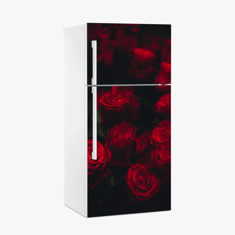 Fridge sticker moody red rose bouquet