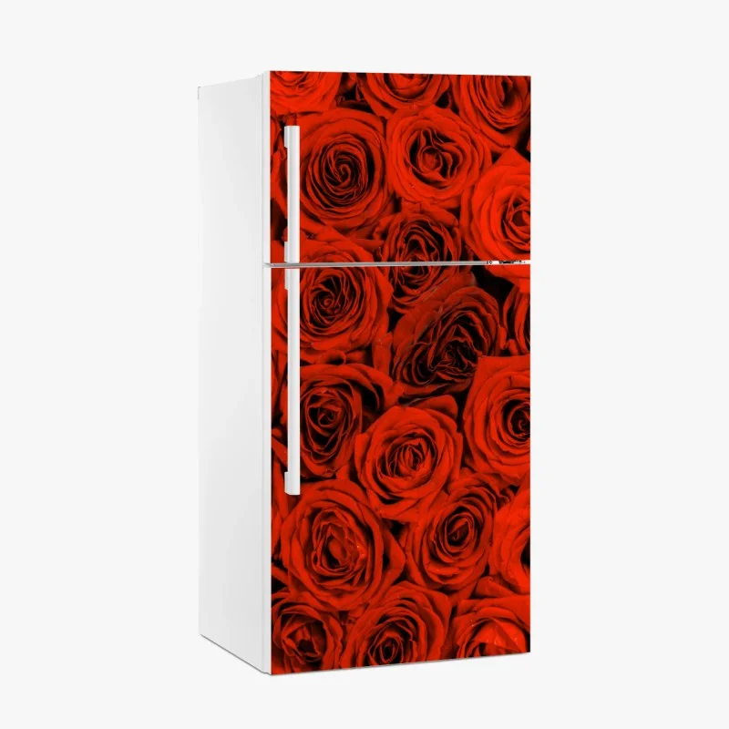 Fridge sticker lush red rose bouquet