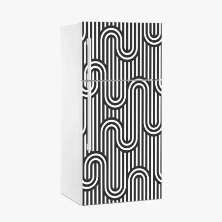 Fridge sticker black and white geometric optical pattern • Wallissimo®