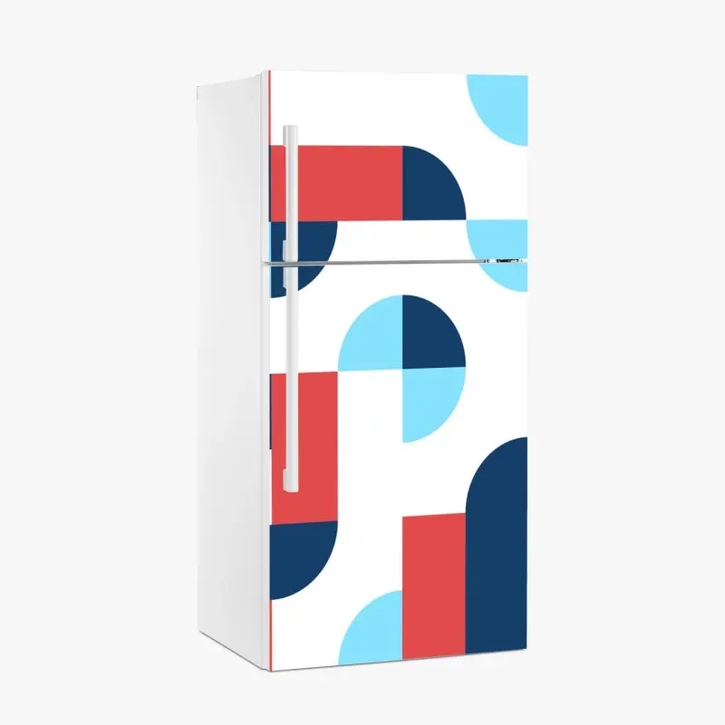 Fridge sticker bold geometric pattern in navy and coral